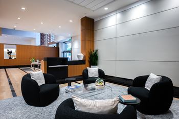 Private resident lobby with controlled access and 24-hour courtesy patrol for the building